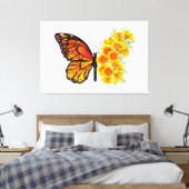 Blume Butterfly mit gelbem Kalifornien-Mohn Leinwanddruck (Insitu (Schlafzimmer))