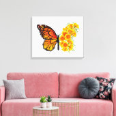Blume Butterfly mit gelbem Kalifornien-Mohn Leinwanddruck (Insitu (Wohnzimmer))