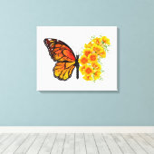 Blume Butterfly mit gelbem Kalifornien-Mohn Leinwanddruck (Insitu (Holzboden))