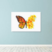 Blume Butterfly mit gelbem Kalifornien-Mohn Leinwanddruck (Insitu (Holzboden))