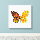Blume Butterfly mit gelbem Kalifornien-Mohn Leinwanddruck (Insitu (Holzboden))