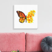 Blume Butterfly mit gelbem Kalifornien-Mohn Leinwanddruck (Insitu (Wohnzimmer))