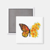 Blume Butterfly mit gelbem Kalifornien-Mohn Magnet (Vorderseite/Rückseite)