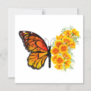 Blume Butterfly mit gelbem Kalifornien-Mohn Magneteinladung