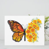 Blume Butterfly mit gelbem Kalifornien-Mohn Menükarte (Stehend Vorderseite)