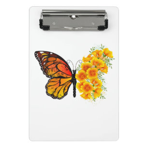 Blume Butterfly mit gelbem Kalifornien-Mohn Mini Klemmbrett