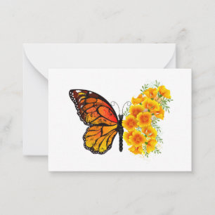 Blume Butterfly mit gelbem Kalifornien-Mohn Mitteilungskarte