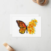 Blume Butterfly mit gelbem Kalifornien-Mohn Mitteilungskarte (Vorderseite/Rückseite Beispiel)