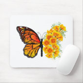 Blume Butterfly mit gelbem Kalifornien-Mohn Mousepad (Mit Mouse)