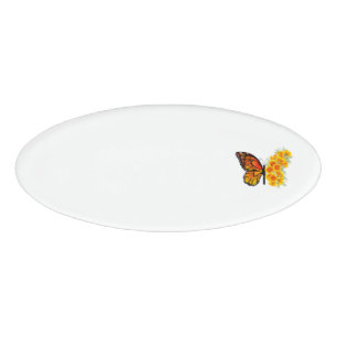 Blume Butterfly mit gelbem Kalifornien-Mohn Namenschild