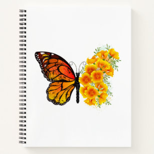 Blume Butterfly mit gelbem Kalifornien-Mohn Notizblock