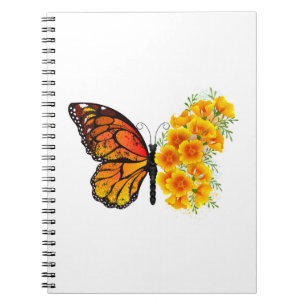 Blume Butterfly mit gelbem Kalifornien-Mohn Notizblock