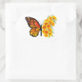Blume Butterfly mit gelbem Kalifornien-Mohn Ovaler Aufkleber (Tasche)