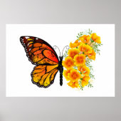 Blume Butterfly mit gelbem Kalifornien-Mohn Poster (Vorne)