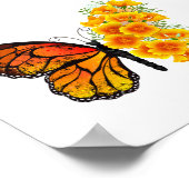 Blume Butterfly mit gelbem Kalifornien-Mohn Poster (Ecke)