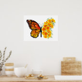 Blume Butterfly mit gelbem Kalifornien-Mohn Poster (Küche)