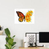 Blume Butterfly mit gelbem Kalifornien-Mohn Poster (Heimbüro)