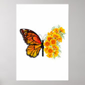 Blume Butterfly mit gelbem Kalifornien-Mohn Poster (Vorne)