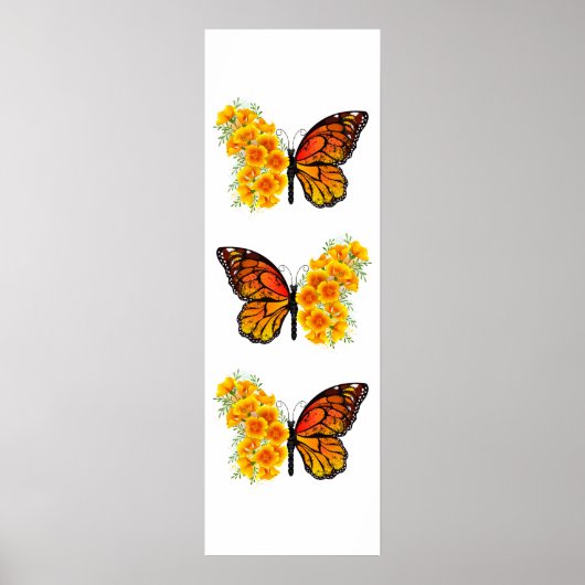 Blume Butterfly mit gelbem Kalifornien-Mohn Poster (Vorne)