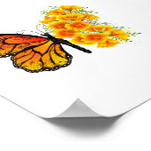 Blume Butterfly mit gelbem Kalifornien-Mohn Poster (Ecke)