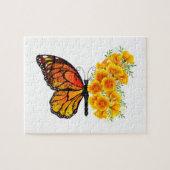 Blume Butterfly mit gelbem Kalifornien-Mohn Puzzle (Horizontal)