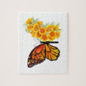 Blume Butterfly mit gelbem Kalifornien-Mohn Puzzle (Vertikal)