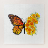 Blume Butterfly mit gelbem Kalifornien-Mohn Puzzle (Horizontal)