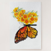 Blume Butterfly mit gelbem Kalifornien-Mohn Puzzle (Vertikal)