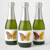 Blume Butterfly mit gelbem Kalifornien-Mohn Schaumweinetikett (Flaschen)