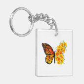 Blume Butterfly mit gelbem Kalifornien-Mohn Schlüsselanhänger (Vorderseite links)