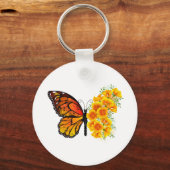 Blume Butterfly mit gelbem Kalifornien-Mohn Schlüsselanhänger (Vorderseite)