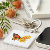 Blume Butterfly mit gelbem Kalifornien-Mohn Schlüsselanhänger (Vorderseite rechts)