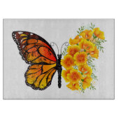 Blume Butterfly mit gelbem Kalifornien-Mohn Schneidebrett (Vorderseite)