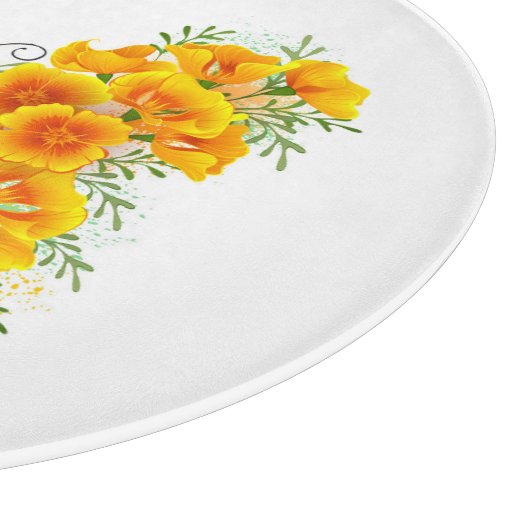 Blume Butterfly mit gelbem Kalifornien-Mohn Schneidebrett (Ecke)