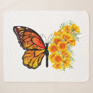 Blume Butterfly mit gelbem Kalifornien-Mohn Sherpadecke