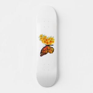 Blume Butterfly mit gelbem Kalifornien-Mohn Skateboard