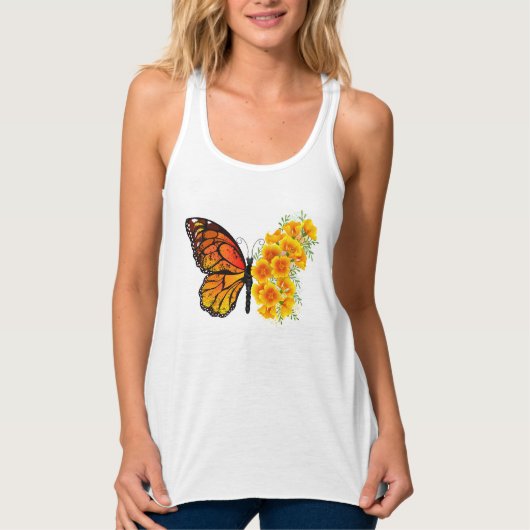 Blume Butterfly mit gelbem Kalifornien-Mohn Tank Top (Vorderseite)