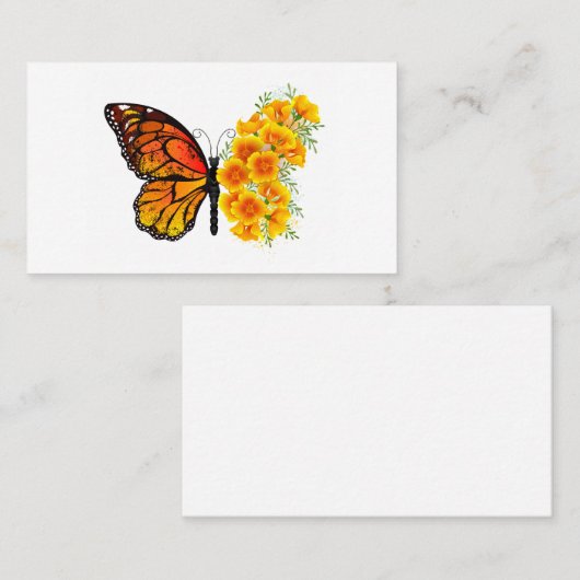 Blume Butterfly mit gelbem Kalifornien-Mohn Telefonnummerkarte (Vorne/Hinten)