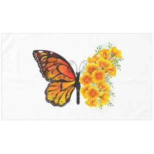 Blume Butterfly mit gelbem Kalifornien-Mohn Tischdecke