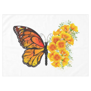 Blume Butterfly mit gelbem Kalifornien-Mohn Tischdecke
