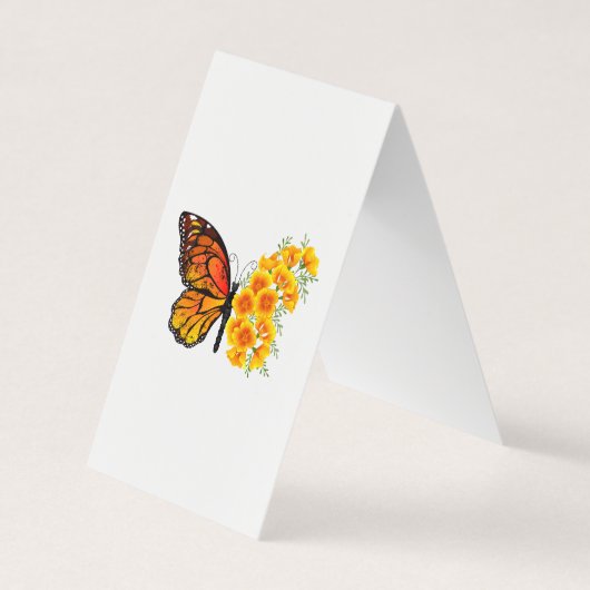 Blume Butterfly mit gelbem Kalifornien-Mohn Visitenkarten (Vorderseite)