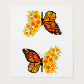 Blume Butterfly mit gelbem Kalifornien-Mohn Visitenkarten (Außenseite Aufgefaltet)