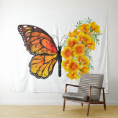Blume Butterfly mit gelbem Kalifornien-Mohn Wandteppich (Beispiel (Horizontal))