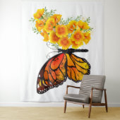 Blume Butterfly mit gelbem Kalifornien-Mohn Wandteppich (Beispiel)