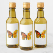 Blume Butterfly mit gelbem Kalifornien-Mohn Weinetikett (Flaschen)