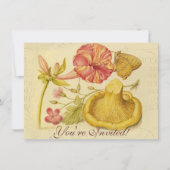 Blume Butterfly Mushroom Wasserfarbe Malerei Einladung (Vorderseite)
