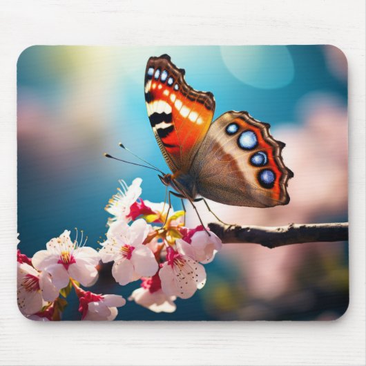 Blume Butterfly Nature Serene Tranquil Mousepad (Vorne)
