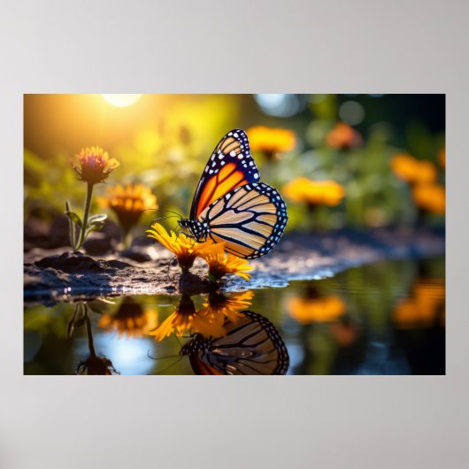 Blume Butterfly Nature Serene Tranquil Poster (Vorne)