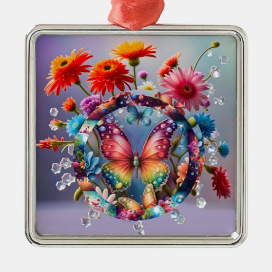 Blume Butterfly Ornament Aus Metall (Vorne)