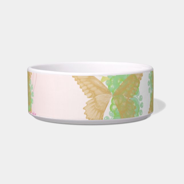 Blume & Butterfly Print Katzenfutter Napf (Vorderseite)